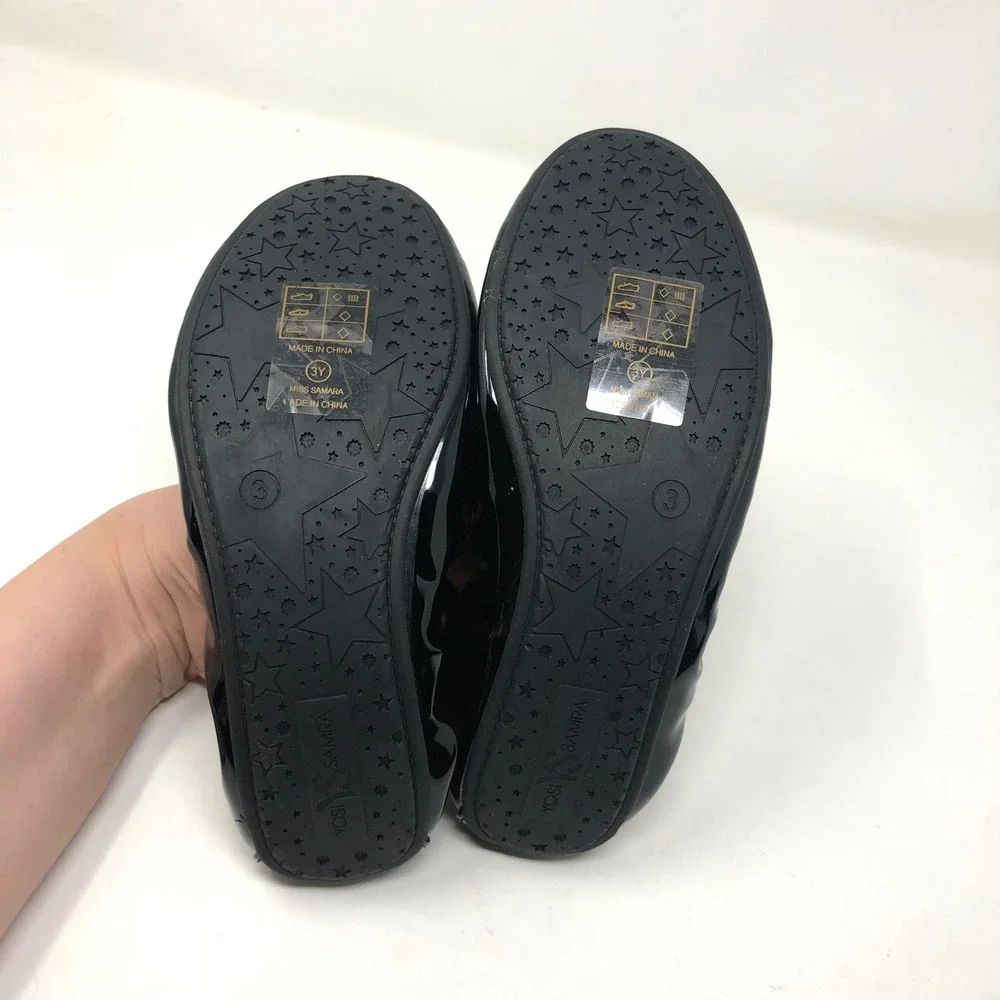 Yosi Samra Miss Samara Ballet Flats Girls Size 3Y Kids Black Patent Leather KSA2
